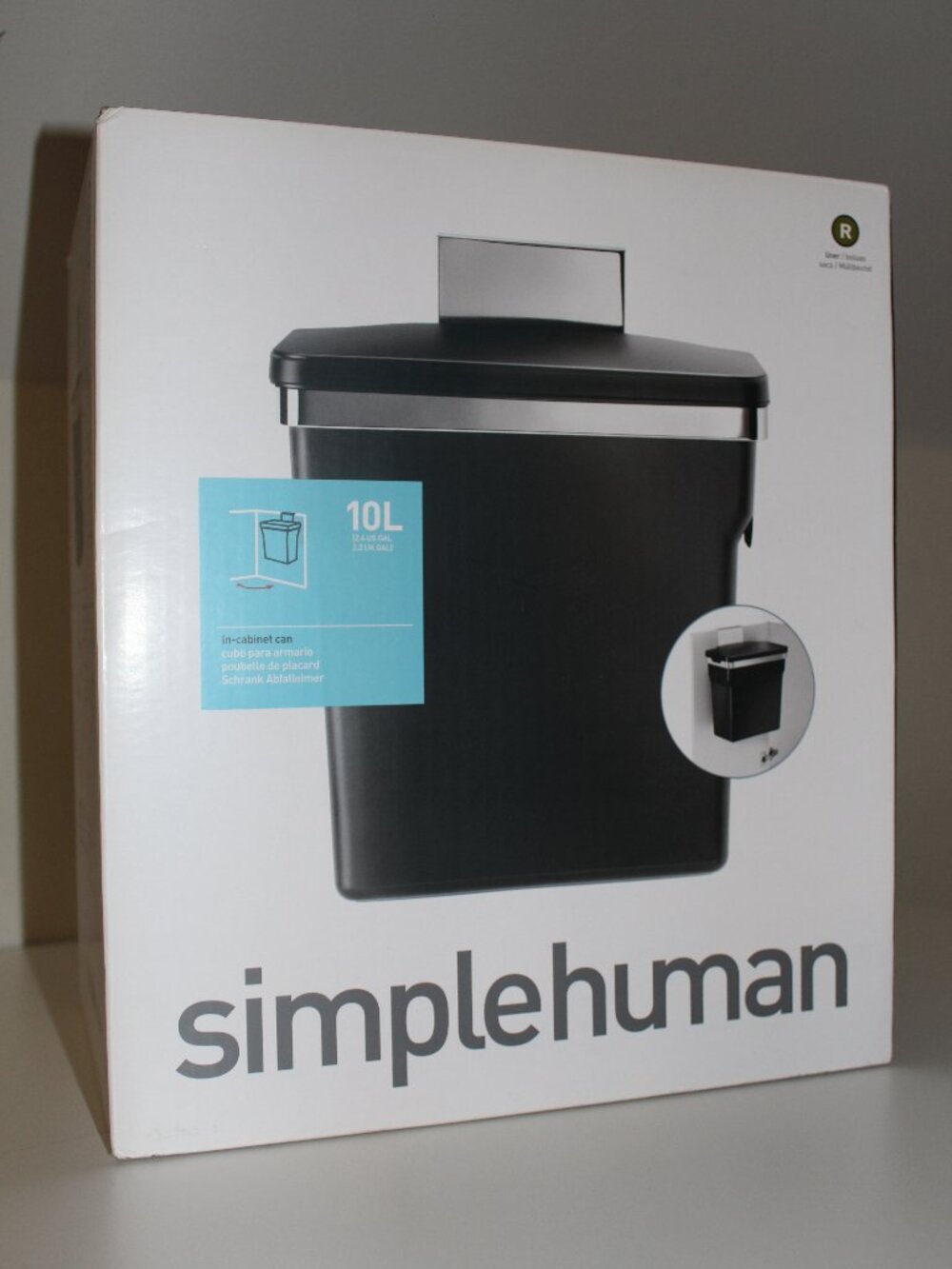 Brand New Simplehuman 10L/2.6 Gal. In-Cabinet Hanging Trash Can Black Plastic